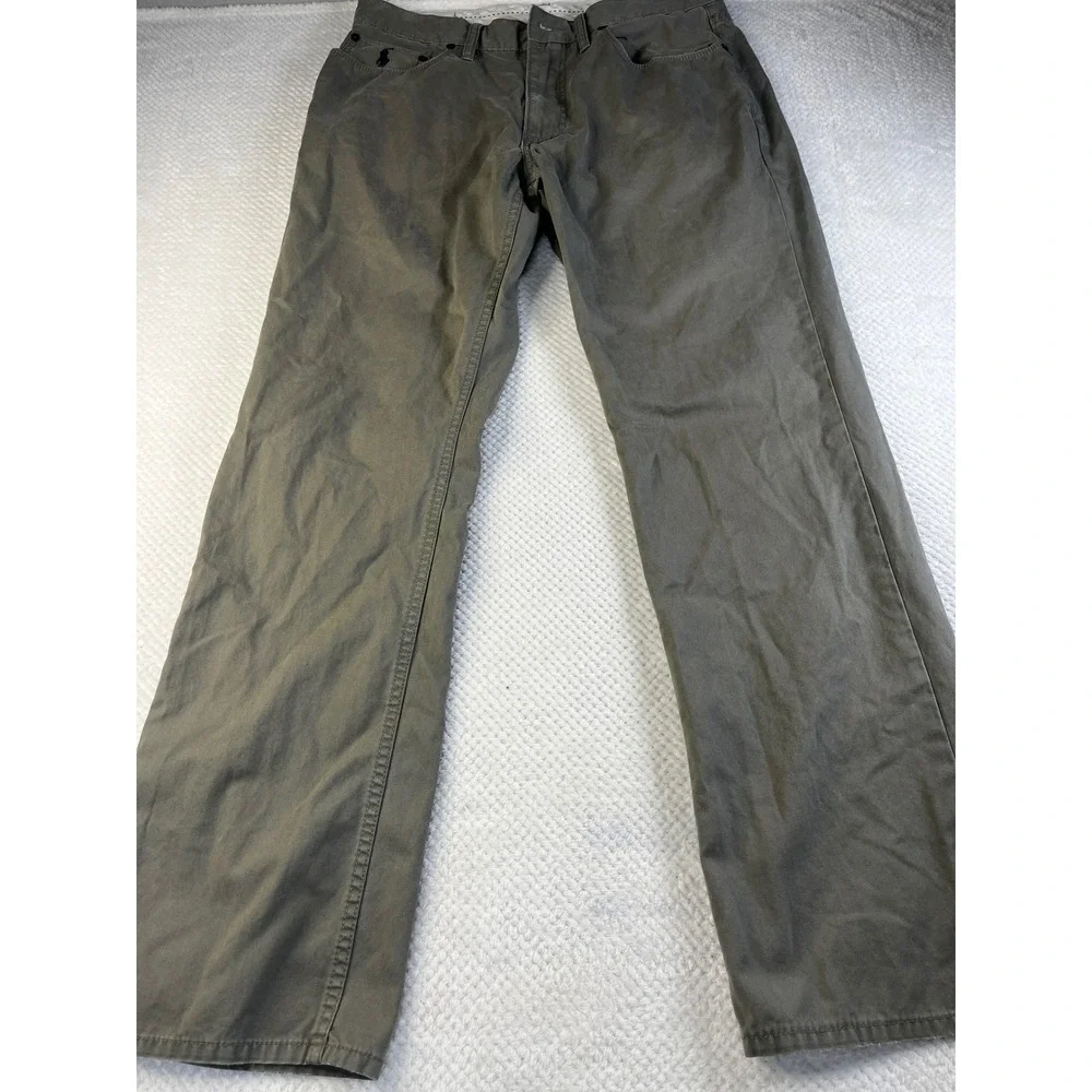 Polo Ralph Lauren 34x32 Straight Leg Chino Olive‎ Grey 5-Pocket Missing button